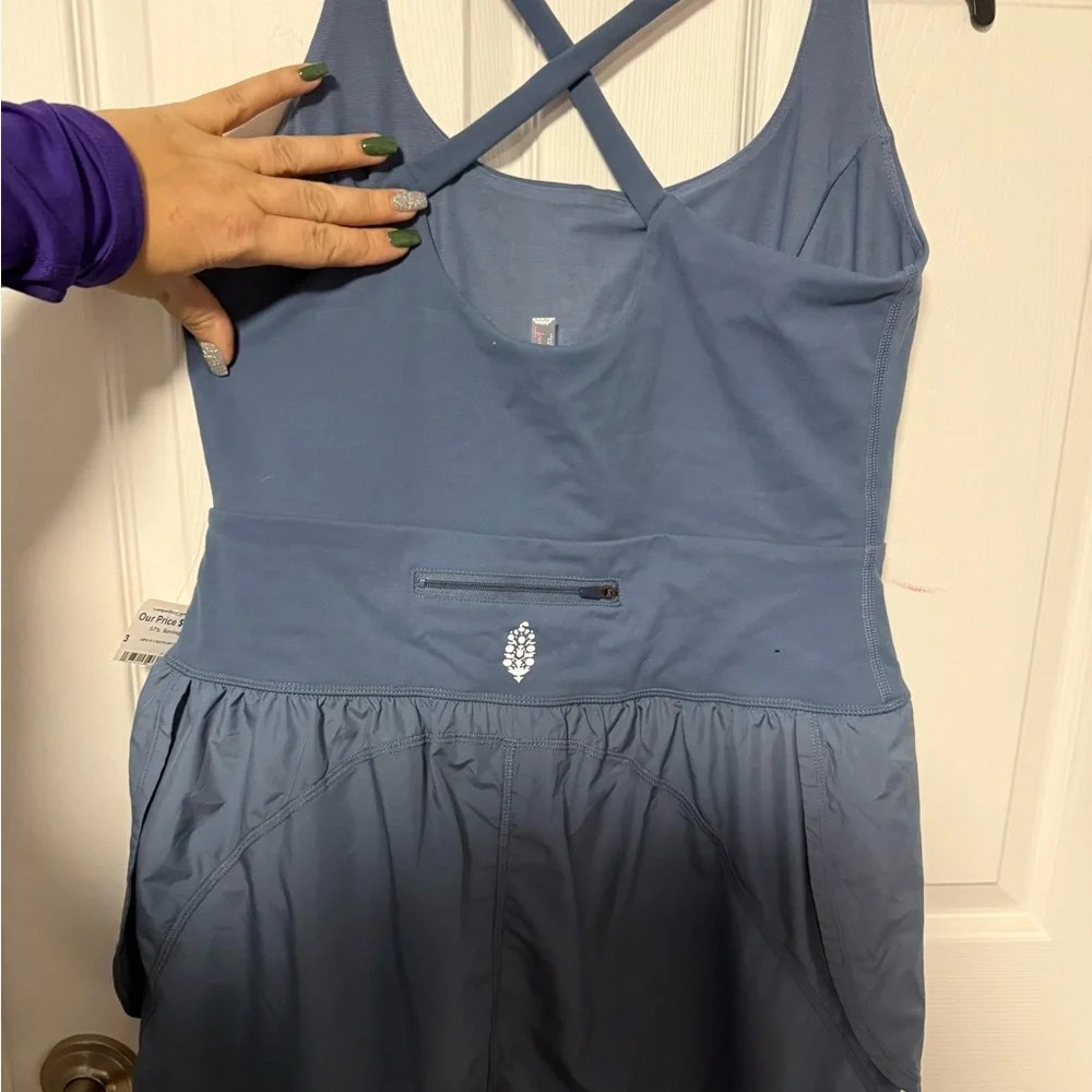 Free People Slate Blue Romper Jumpsuit